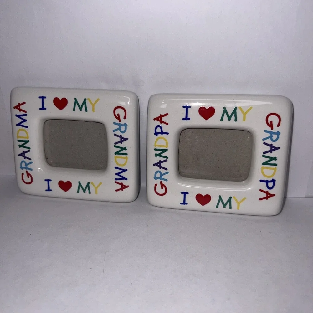 Vintage I Love My Grandma And Grandpa Picture Frames Fridge Magnets Set